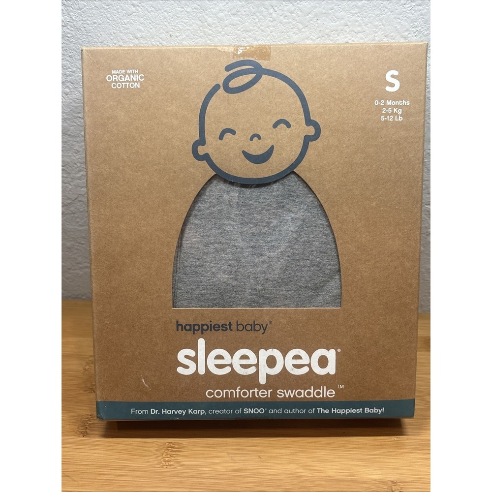 Happiest Baby Sleepea Baby Swaddle Size S 0-2 Months Gray Organic Cotton
